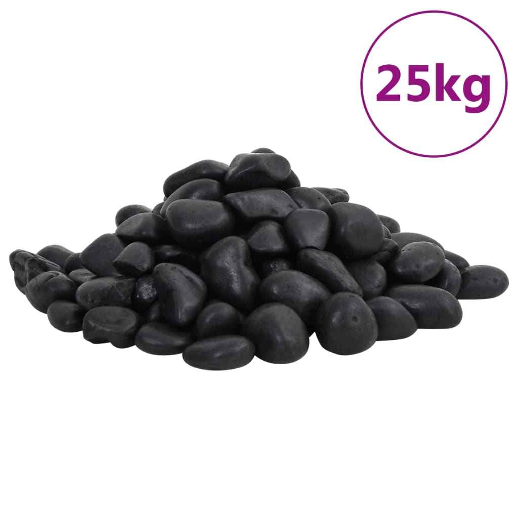 vidaXL Seixos polidos 10 kg 2-5 cm preto